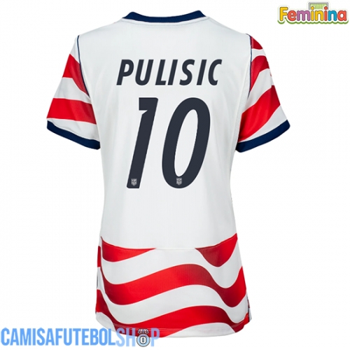 Camisa de time de futebol Estados Unidos Christian Pulisic #10 Replicas 1º Equipamento Feminina Mundo 2026 Manga Curta
